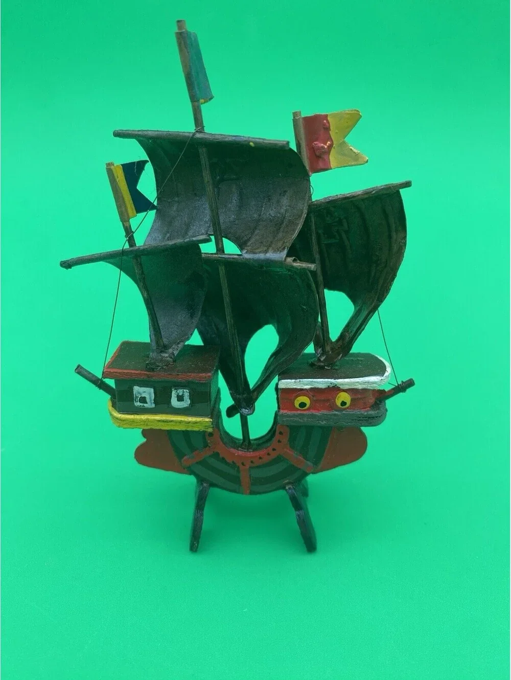 Hand Decorated Ye Olde Spanish Ship Model - Sailing Ship - Vintage w/ Box